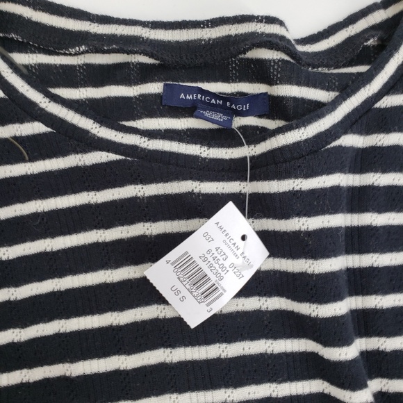 American Eagle Navy & White Striped Crop Top S - Picture 4 of 8